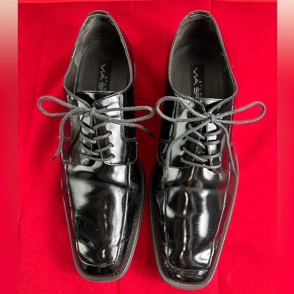 VIA SPIGA Men's Laconi Tuxedo Dress Shoe Black Patent Leather, Sz 11